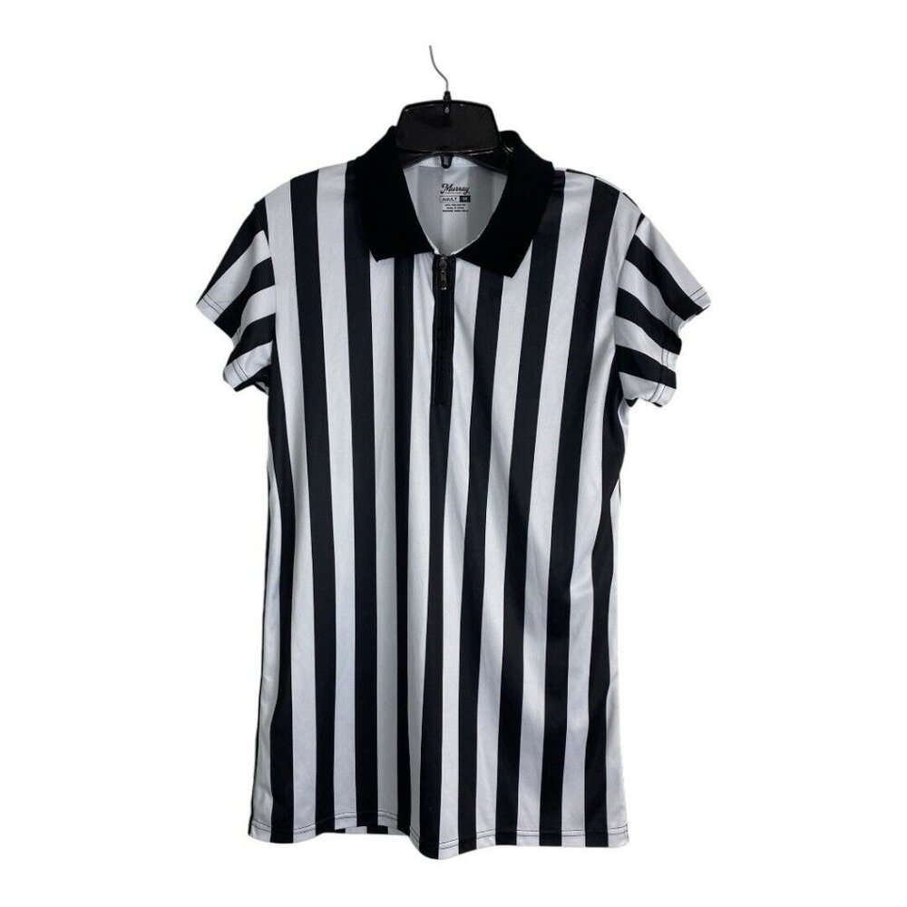 Murray Unisex Shirt Adult Size Medium  Black Striped Soccer Ref Halloween Zip